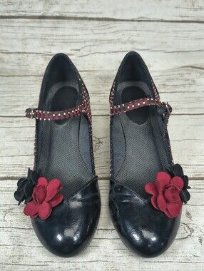 Ruby Shoo Freya Maryjane Pumps Black And Red Floral Women Size 39